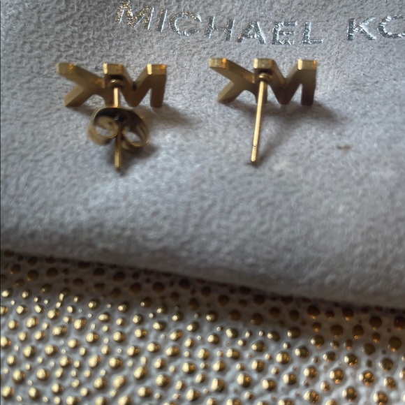 Michael Kors Gold Logo Stud Earrings - Picture 5 of 6